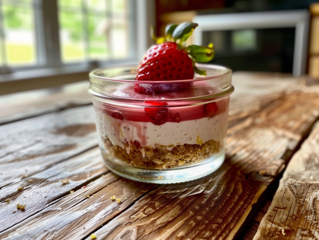 Healthy No-Bake Strawberry Lemon Cheesecake Jar (Single-Serve)