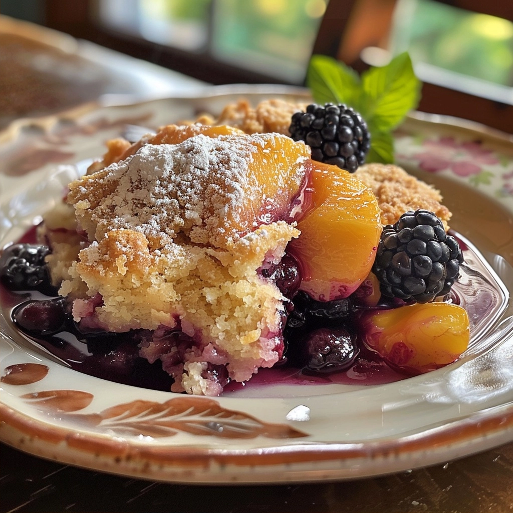 Single-Portion Peach Blackberry Cobbler (Refined Sugar-Free)