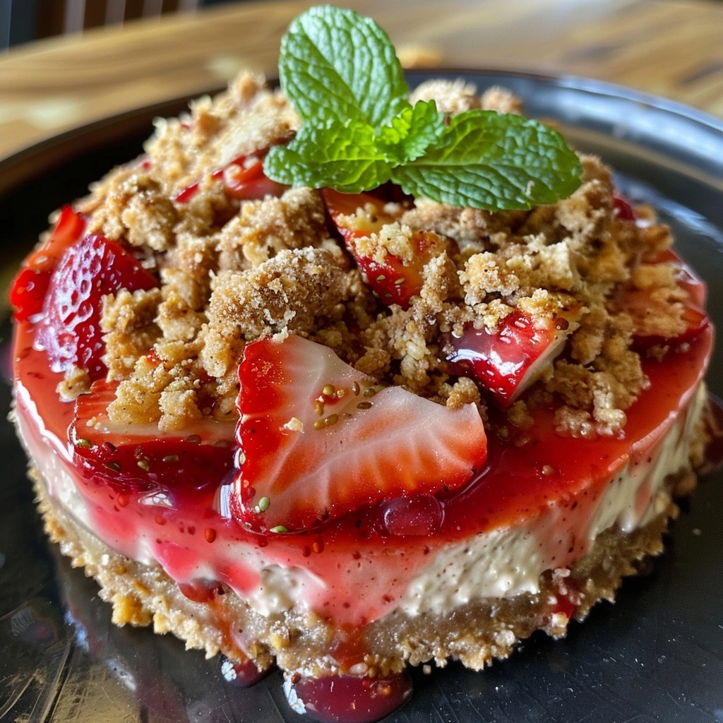 Mini Healthy Strawberry Cheesecake with Streusel Topping