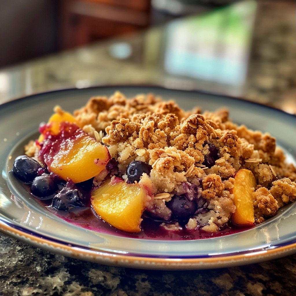 Single-Portion Blueberry Peach Crumble (Healthy Summer Treat)