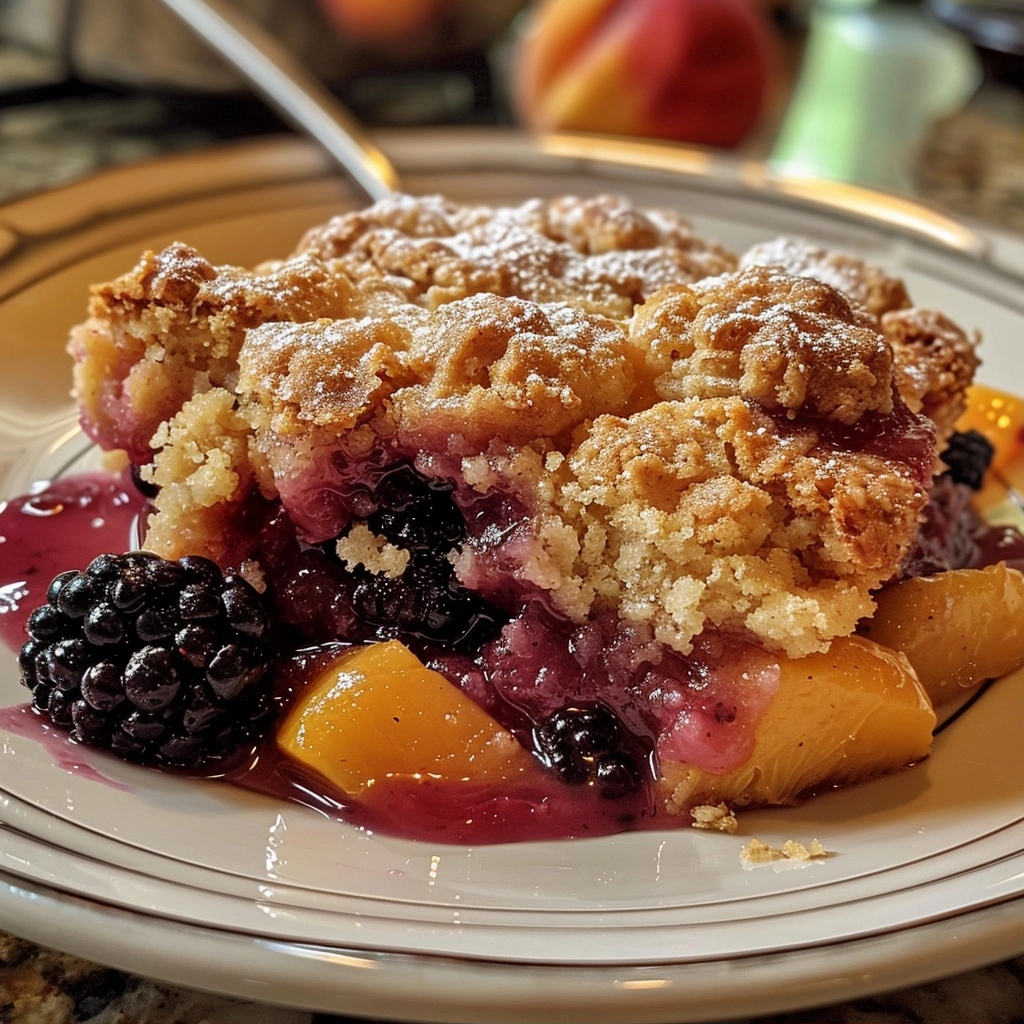 Single-Portion Peach Blackberry Cobbler