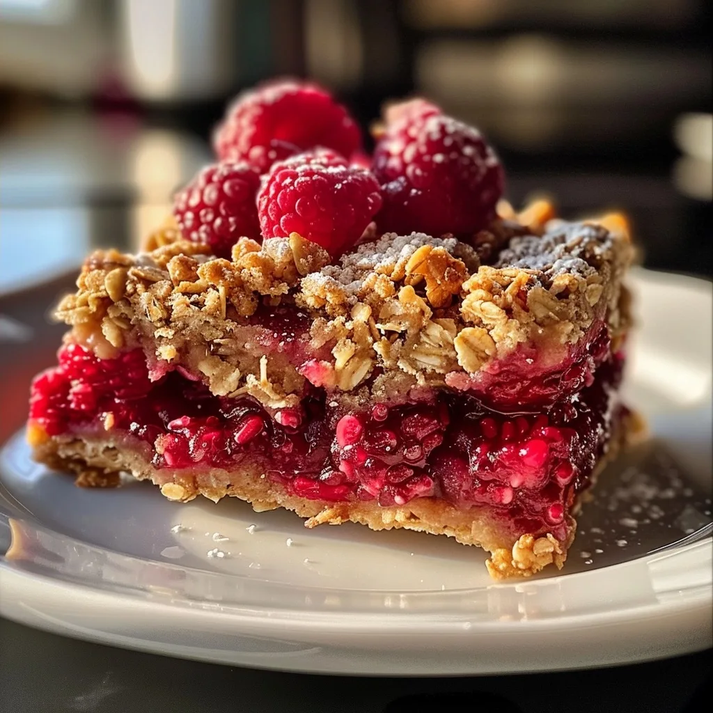 Healthy Single-Serve Raspberry Oatmeal Crumble Bar