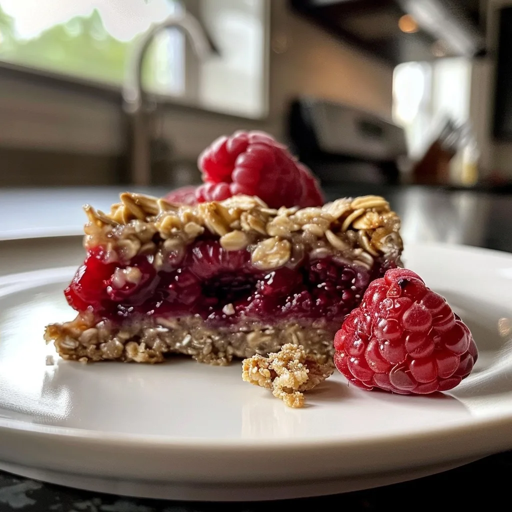 Healthy Single-Serve Raspberry Oatmeal Crumble Bar