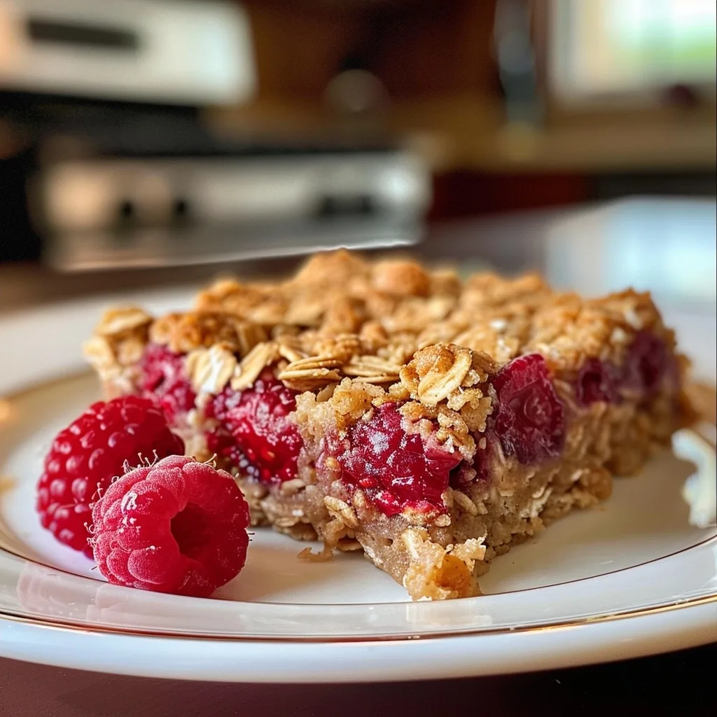 Healthy Single-Serve Raspberry Oatmeal Crumble Bar