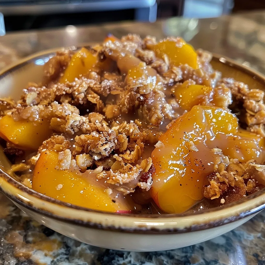 Low Calorie Air Fryer Peach Crisp (Easy Single-Serve Summer Dessert)