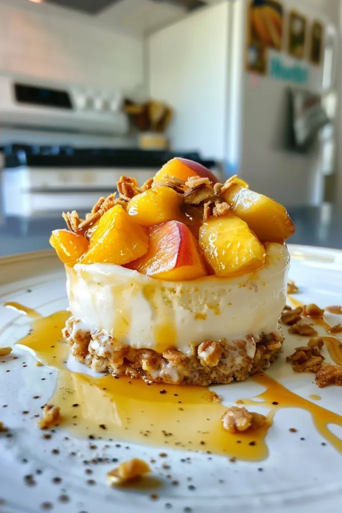 No-Bake Peach Cobbler Cheesecake Cup for One (Guilt-Free & Creamy)
