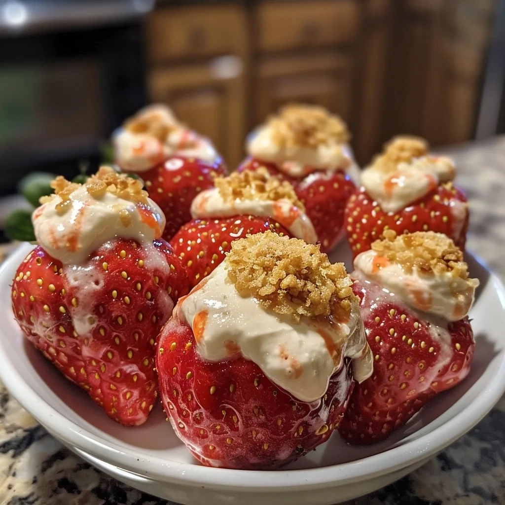 Healthy Cheesecake Stuffed Strawberries (Keto-Friendly Bite-Sized Snack)