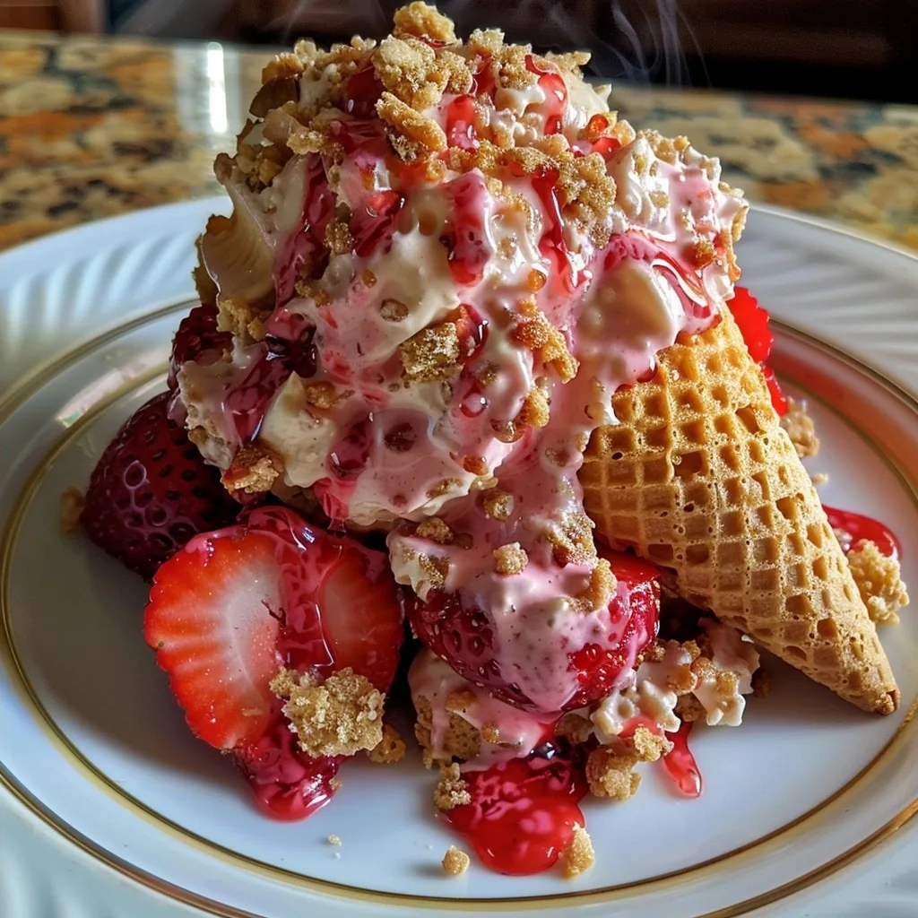 Viral Strawberry Crunch Cheesecake Cone (Single-Serve No-Bake Recipe)