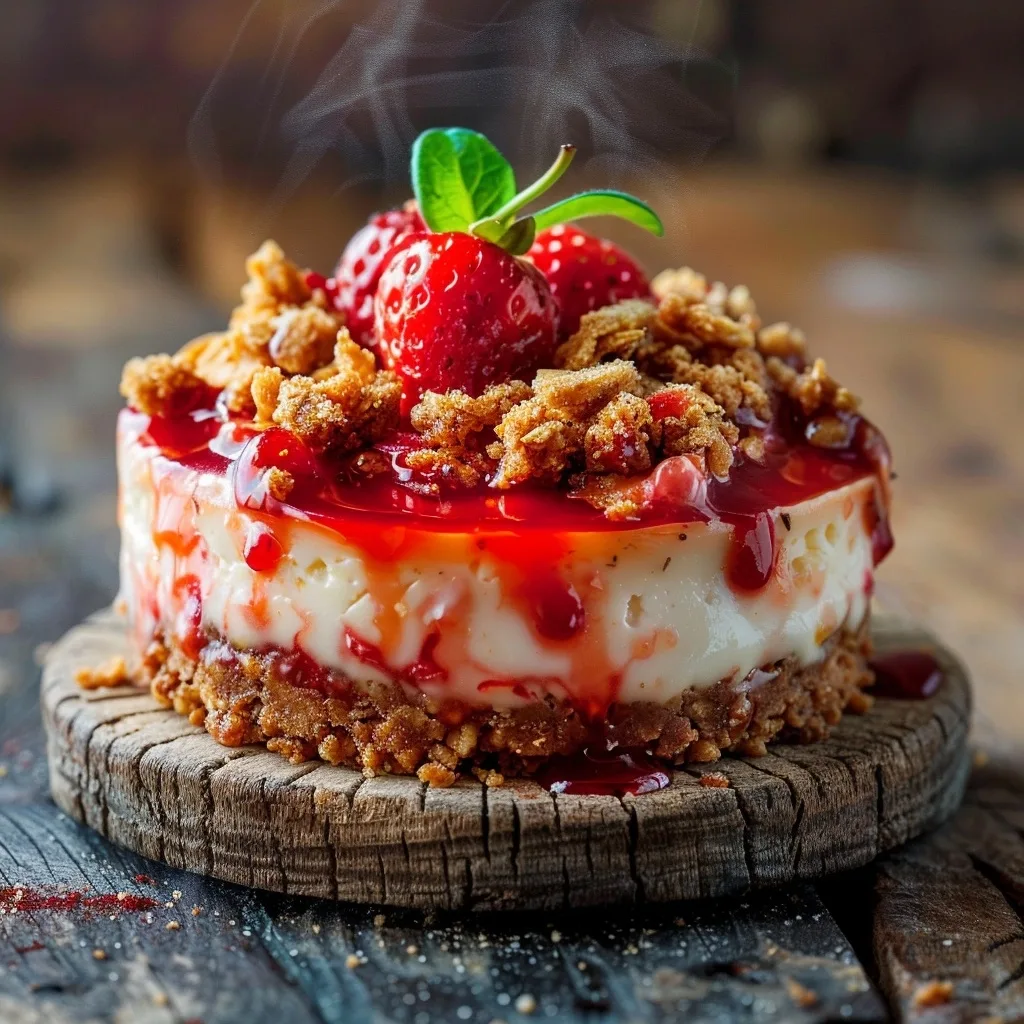 Mini Healthy Strawberry Cheesecake with Crumb Streusel Topping