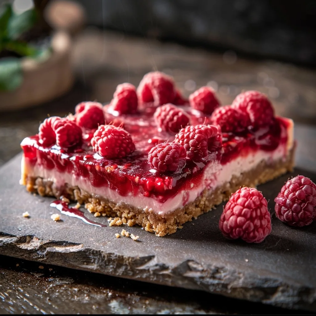 Healthy Single-Serve Raspberry Cheesecake Bar (High Protein Crust)