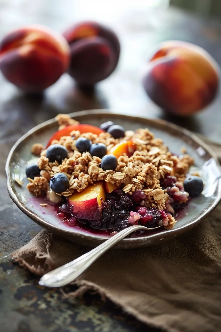3-Minute Blueberry Peach Microwave Crisp Healthy Single Serve Dessert 1 image 1782696130024