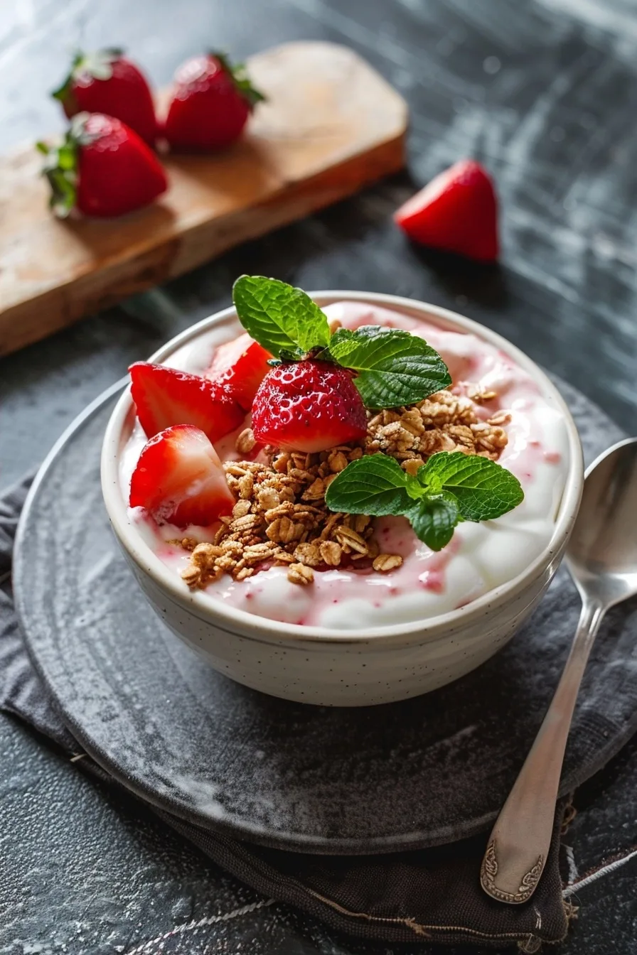 5-Minute Strawberry Cheesecake Greek Yogurt Bowl High Protein Snack 1 image 1782696436895