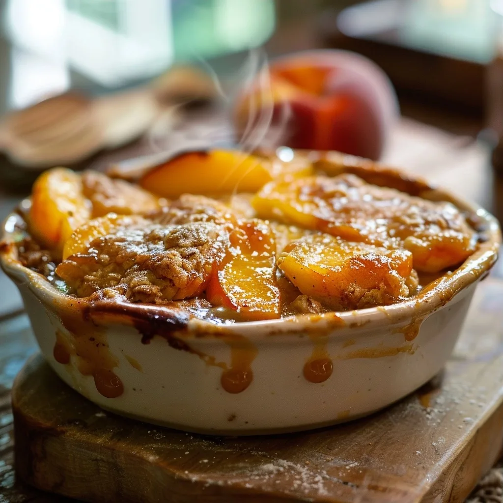 Easy Single-Serve Healthy Peach Cobbler No Refined Sugar Dessert