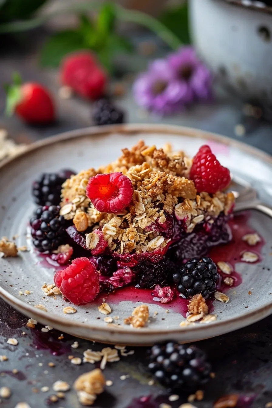 High-Protein Summer Berry Crisp Healthy Single Portion Dessert Recipe 1 image 1782697119258