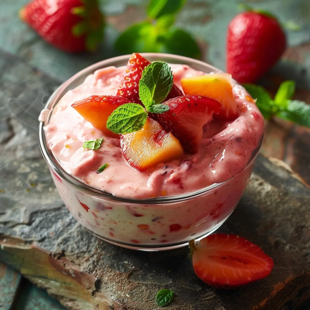 Healthy Strawberry Peach Yogurt Mousse Low Calorie Dessert