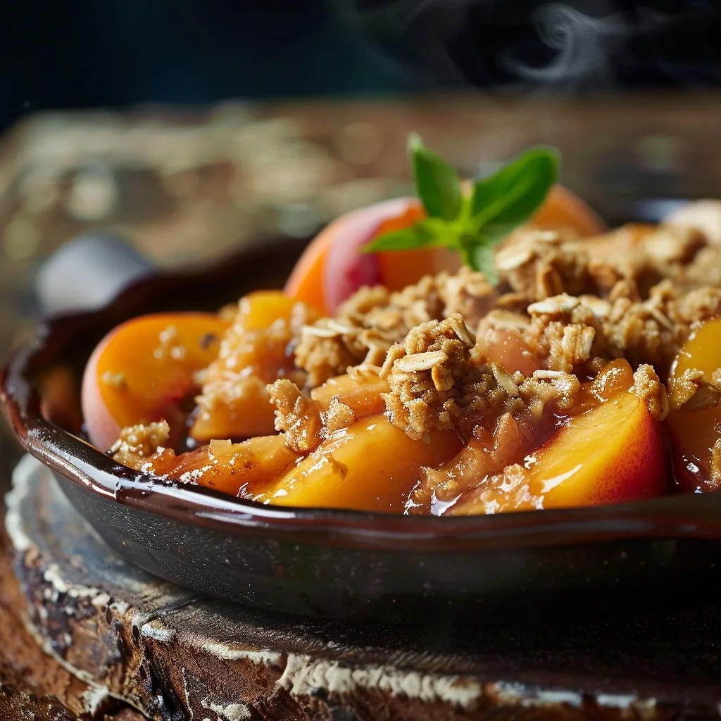 Single-Serve Peach Crisp with Oat Topping Healthy Gluten Free Dessert
