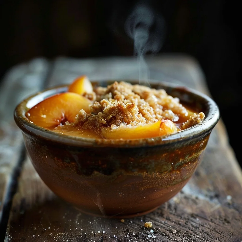 Guilt Free Peach Crumble Mug Cake (Refined Sugar Free)