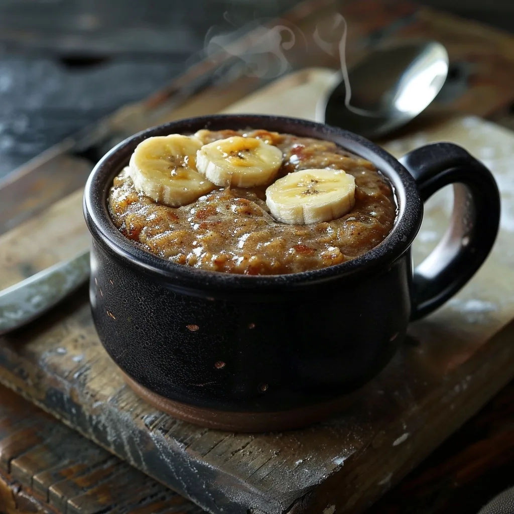 Healthy Cream Cheese Filled Banana Bread Mug Cake