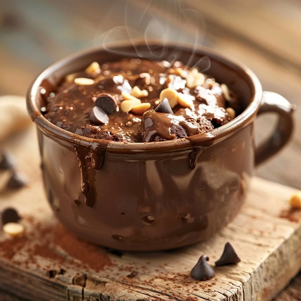 Single Serve Chocolate Peanut Butter Chip Mug Cake