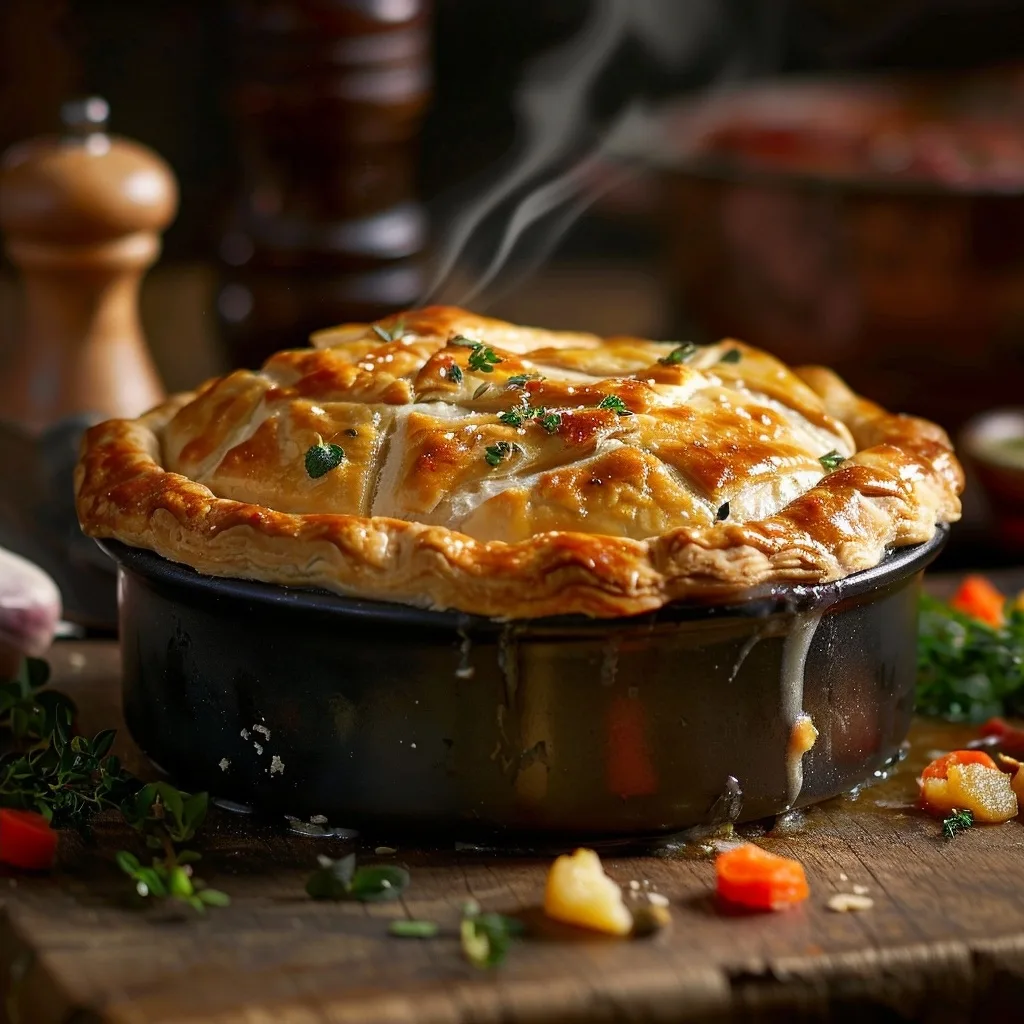 Creamy Chicken Pot Pie with Flaky Puff Pastry