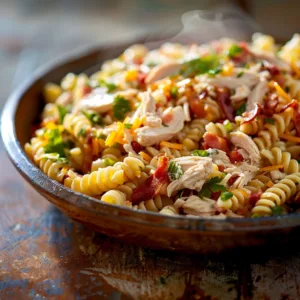 Chicken Turkey-Bacon Cheddar Ranch Pasta Salad