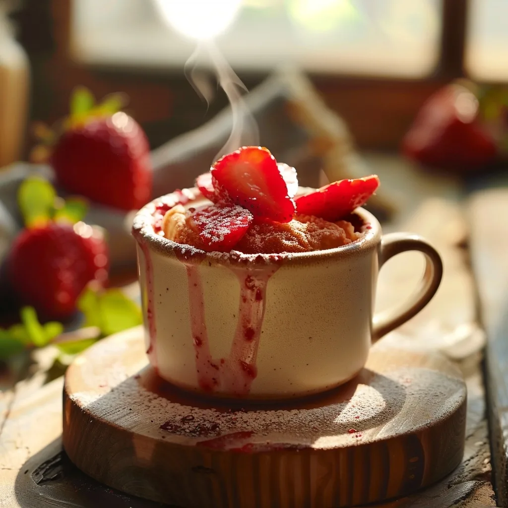Healthy Strawberry Mug Cake Summer Freshness Ready in 1-Minute