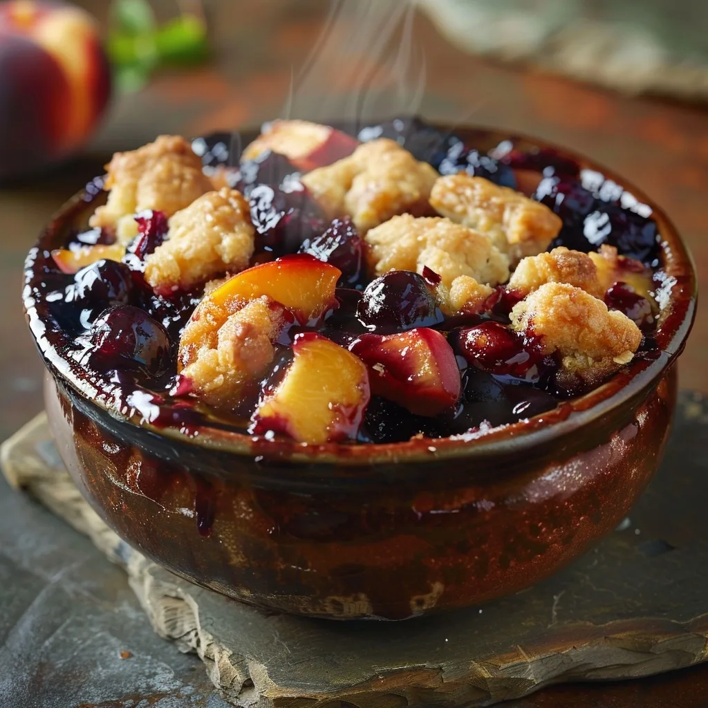 Low Calorie Blueberry Peach Cobbler (Single Serve Slow Cooker)