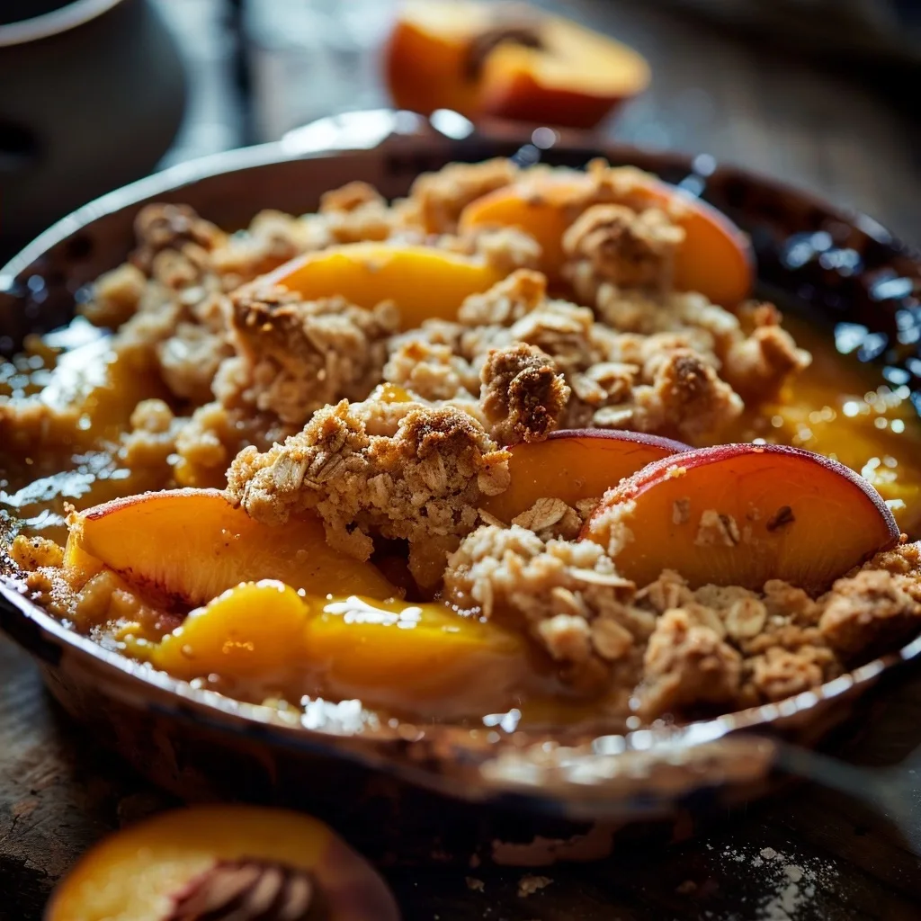 Aesthetic Single Serve Peach Cobbler with Oatmeal Crumble