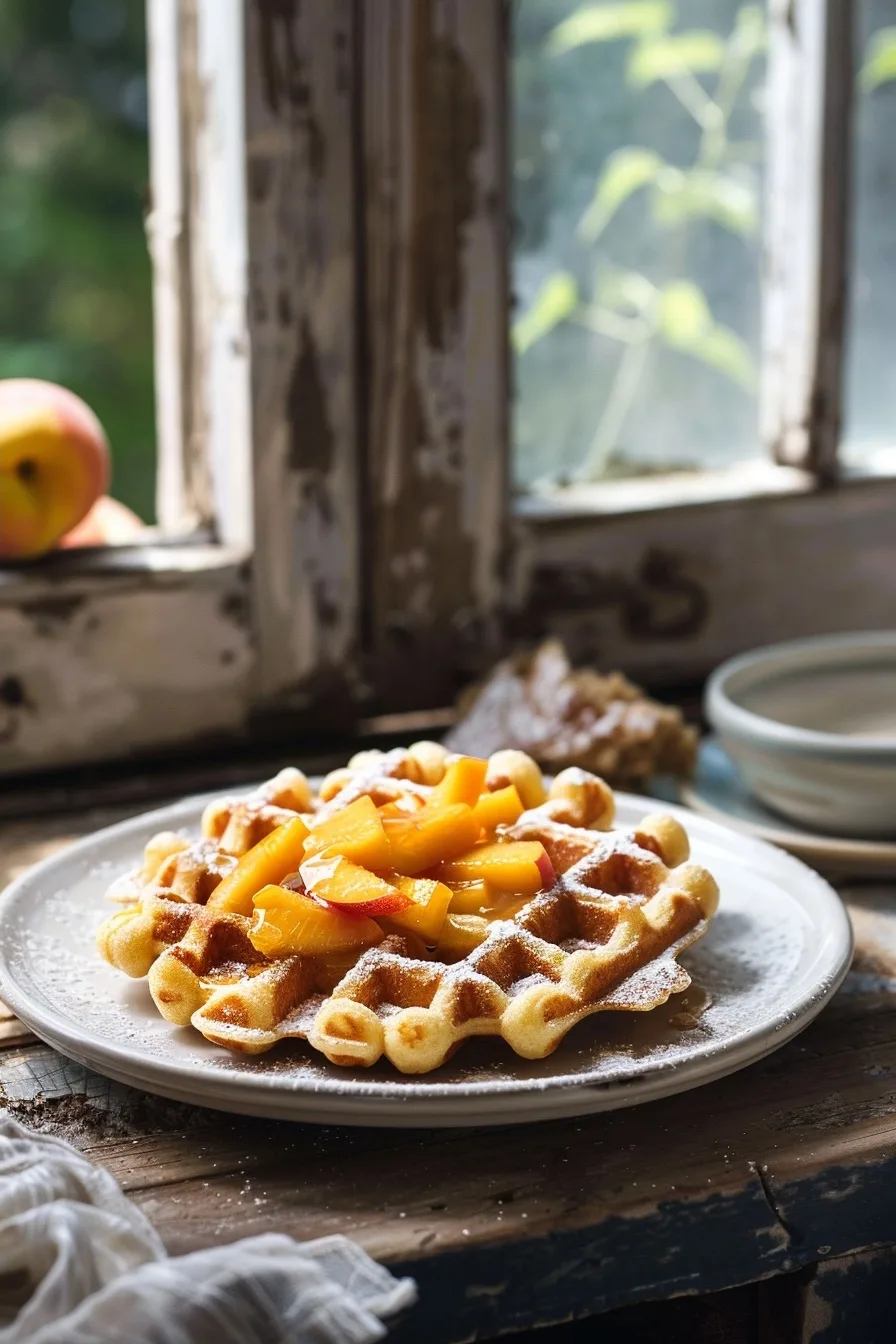 Healthy Peach Cobbler Waffle Recipe (Single Serve Brunch) 1 image 1784125979669