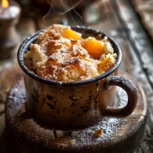 3 Ingredient Healthy Peach Cobbler Mug Cake (Quick Craving Fix)