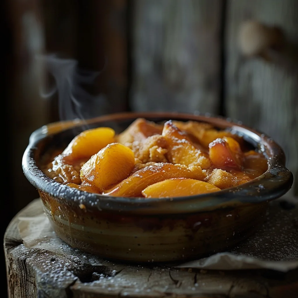 Healthy Crockpot Casserole Peach Cobbler for One
