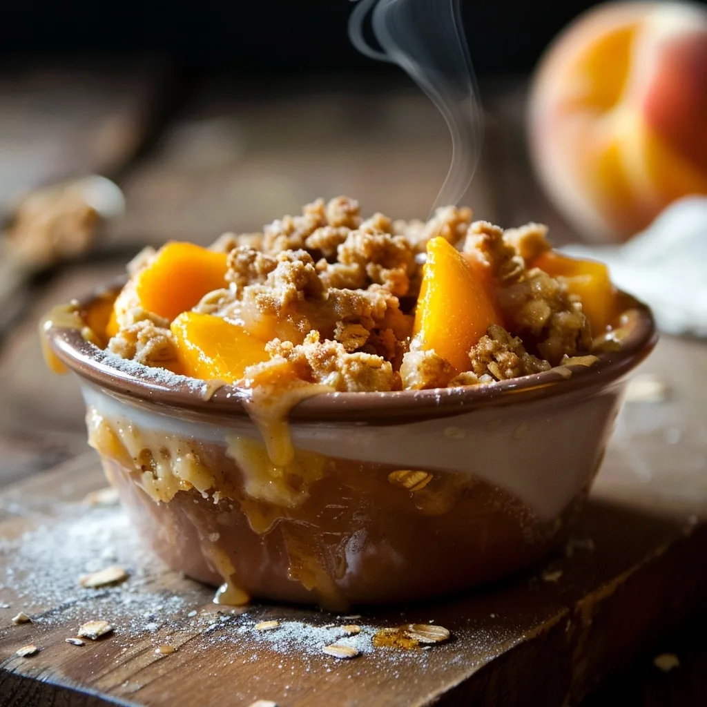 Low Calorie Crispy Buttery Oatmeal Peach Crumble Cup
