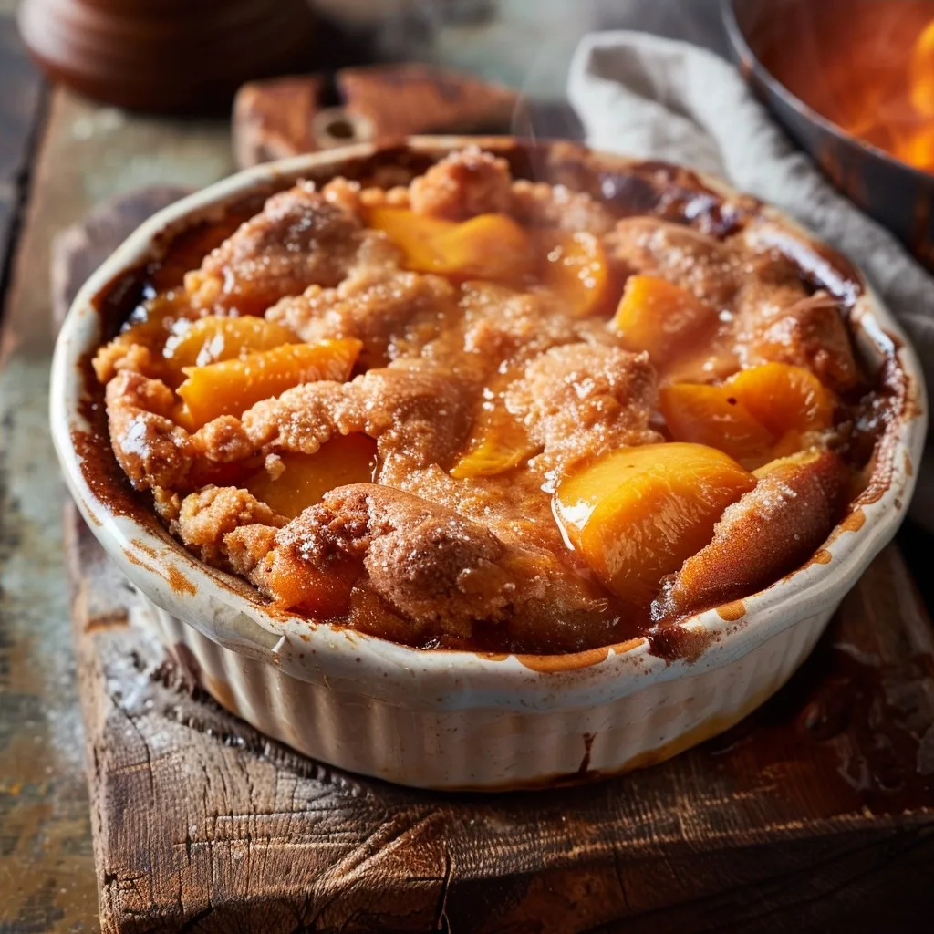 Single Serve Brown Sugar Peach Dump Cake (High Protein Option)