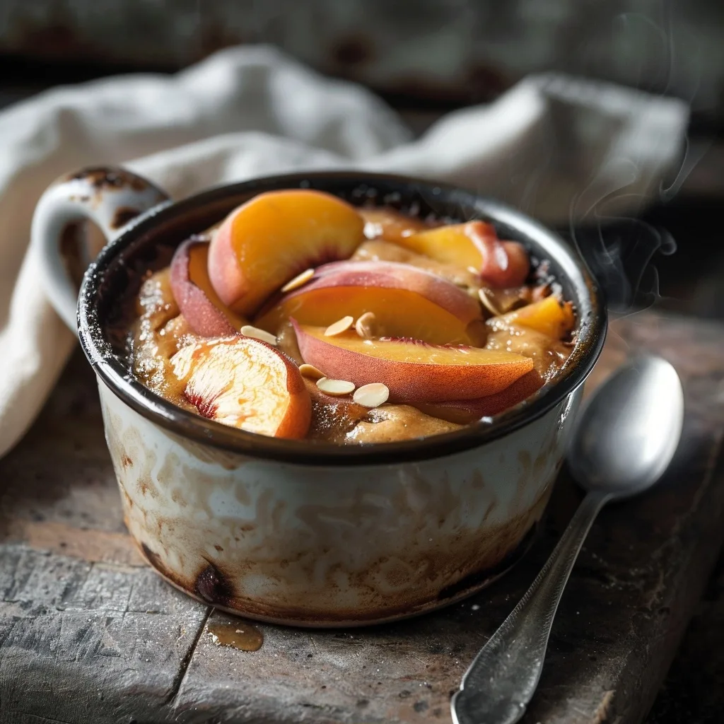Healthy Peach Almond Mug Cake | Fresh Summer Fruit | 5-Minute