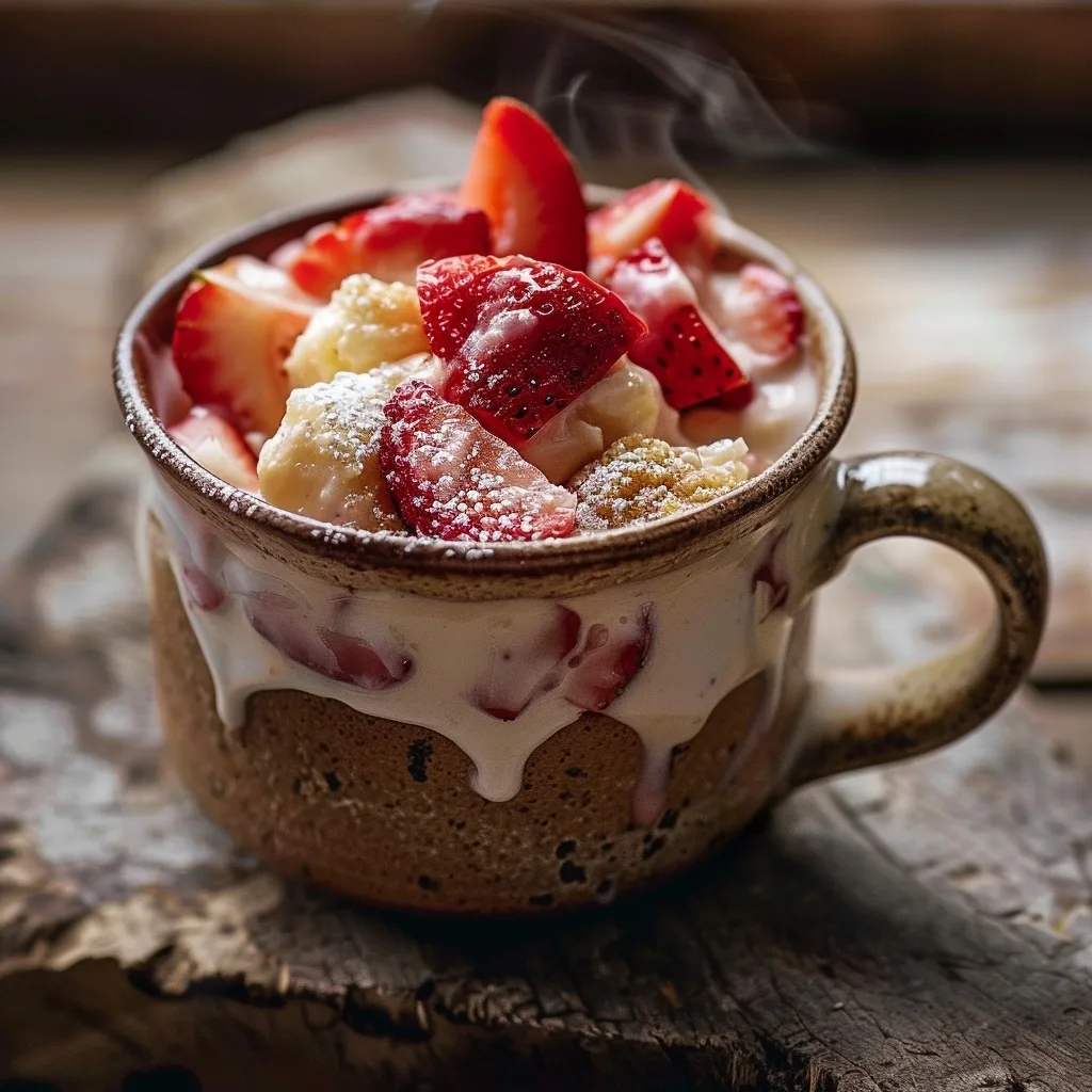 Healthy Strawberry Shortcake Mug | August Dessert | 1-Minute Recipe