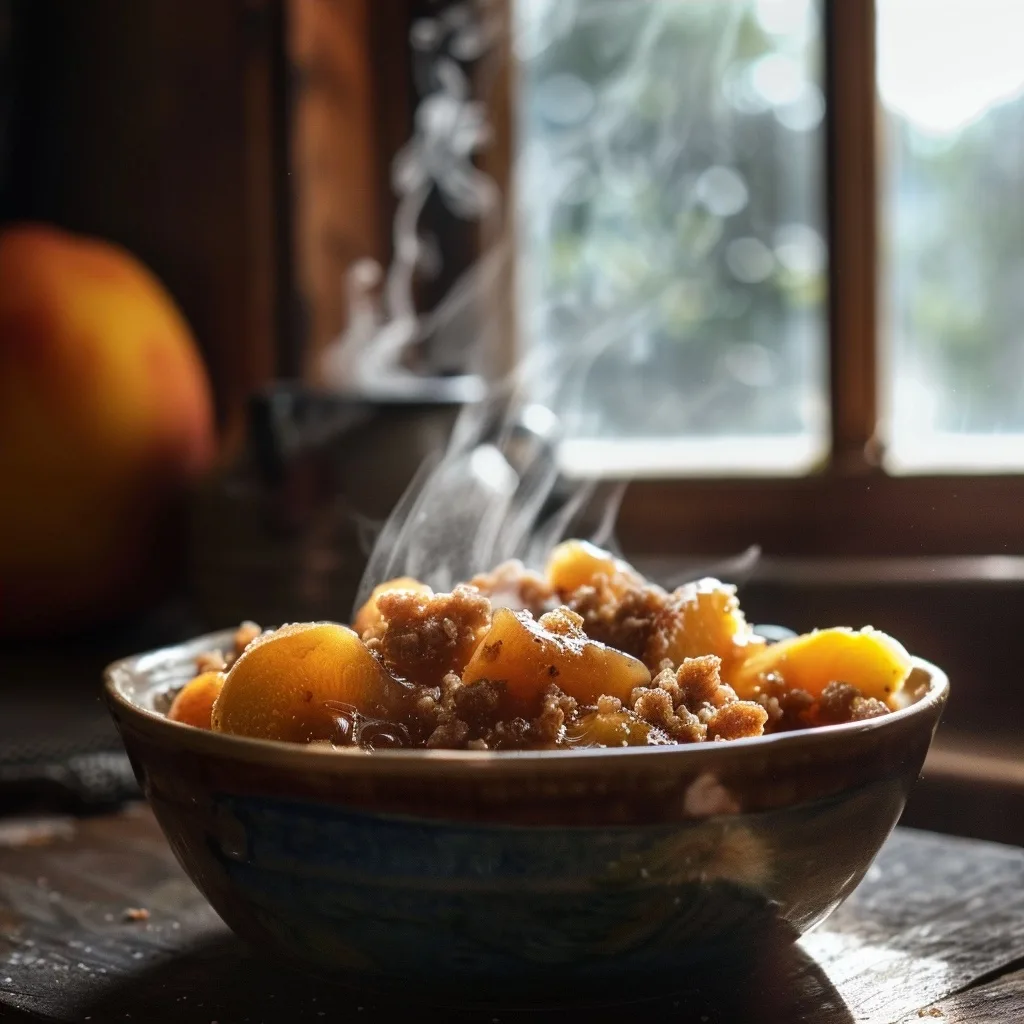 Low Calorie Air Fryer Peach Crisp (Easy Single Serve Dessert)