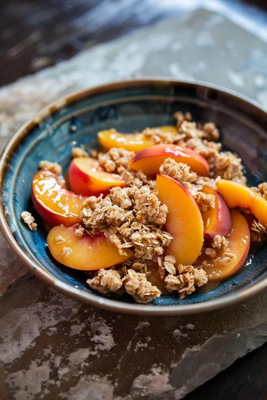 Low Calorie Air Fryer Peach Crisp (Easy Single Serve Dessert) 1 image 1785087451607